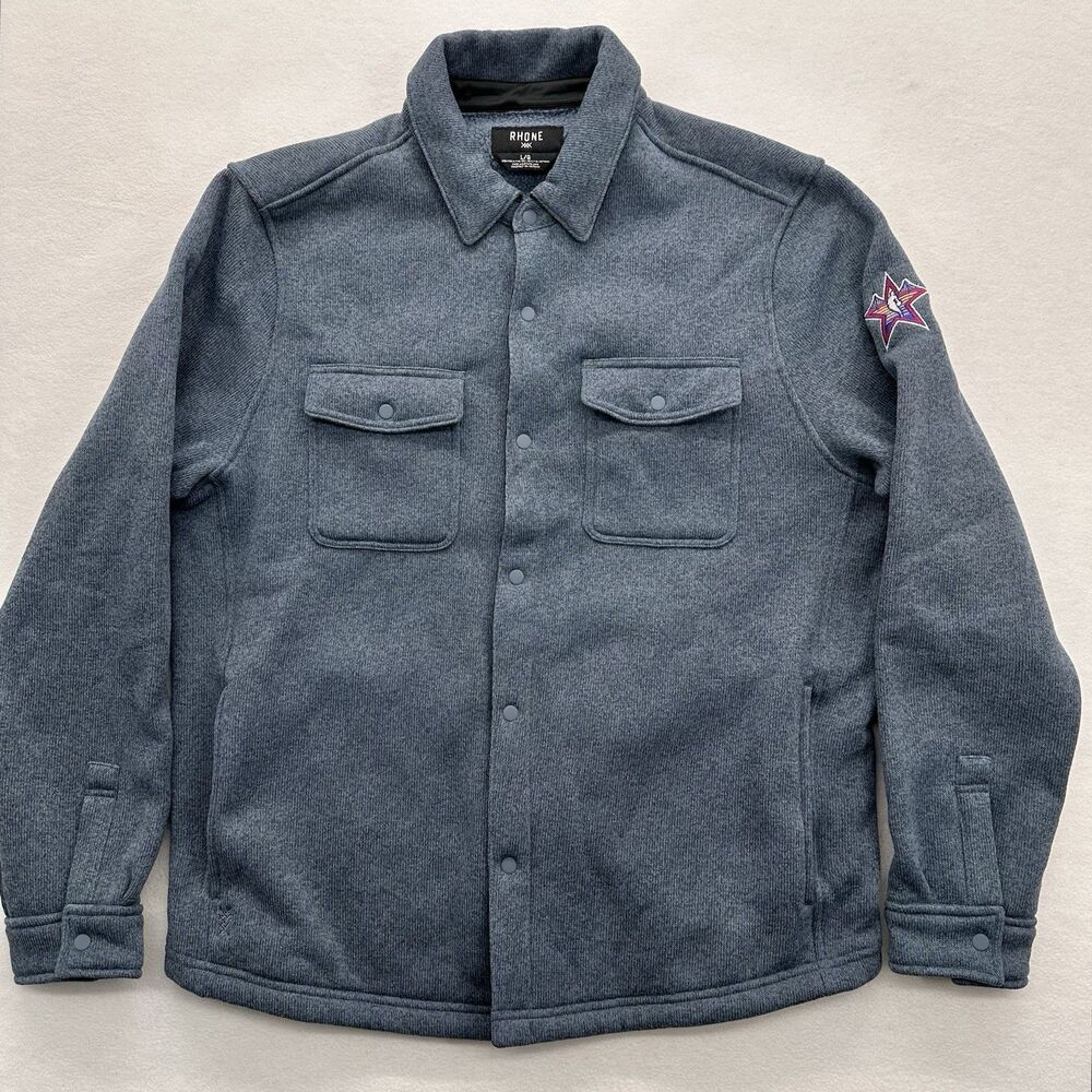 Rhone Fleece Shacket Large Shirt Jacket Indigo Blue Snap NBA All Stars $168 NWT - Picture 3 of 16